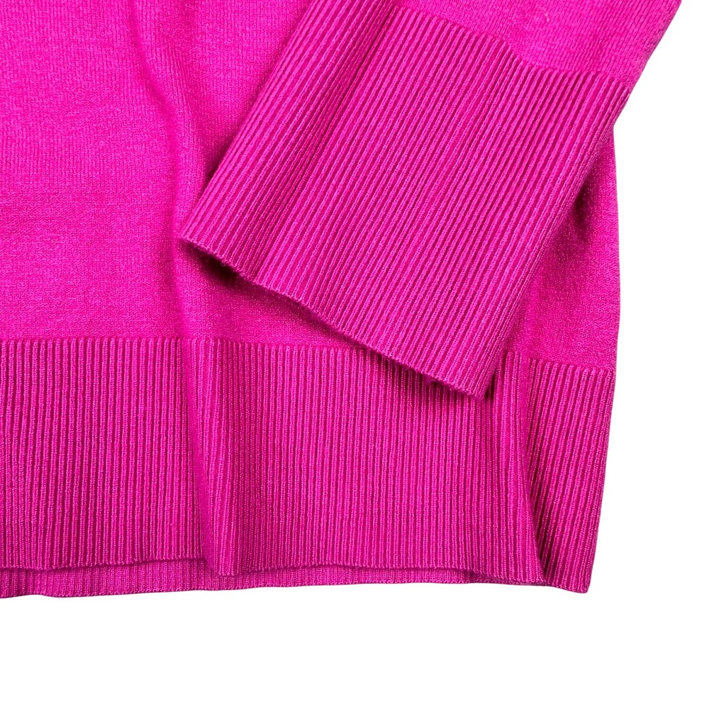 Free Assembly Womens Hot Pink Crewneck Ribbed Cuff Knit Sweater Puff Sleeve XL - Picture 7 of 8